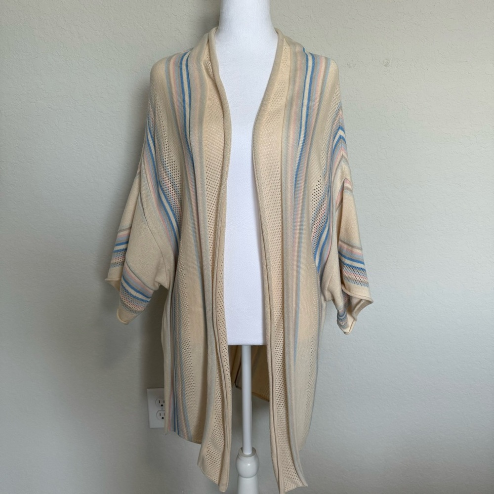 EN CREMÉ Women’s Striped Cardigan Cream/Blue Size S